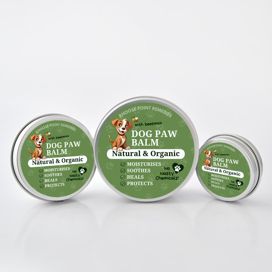 Natural dog balm in three sizes
