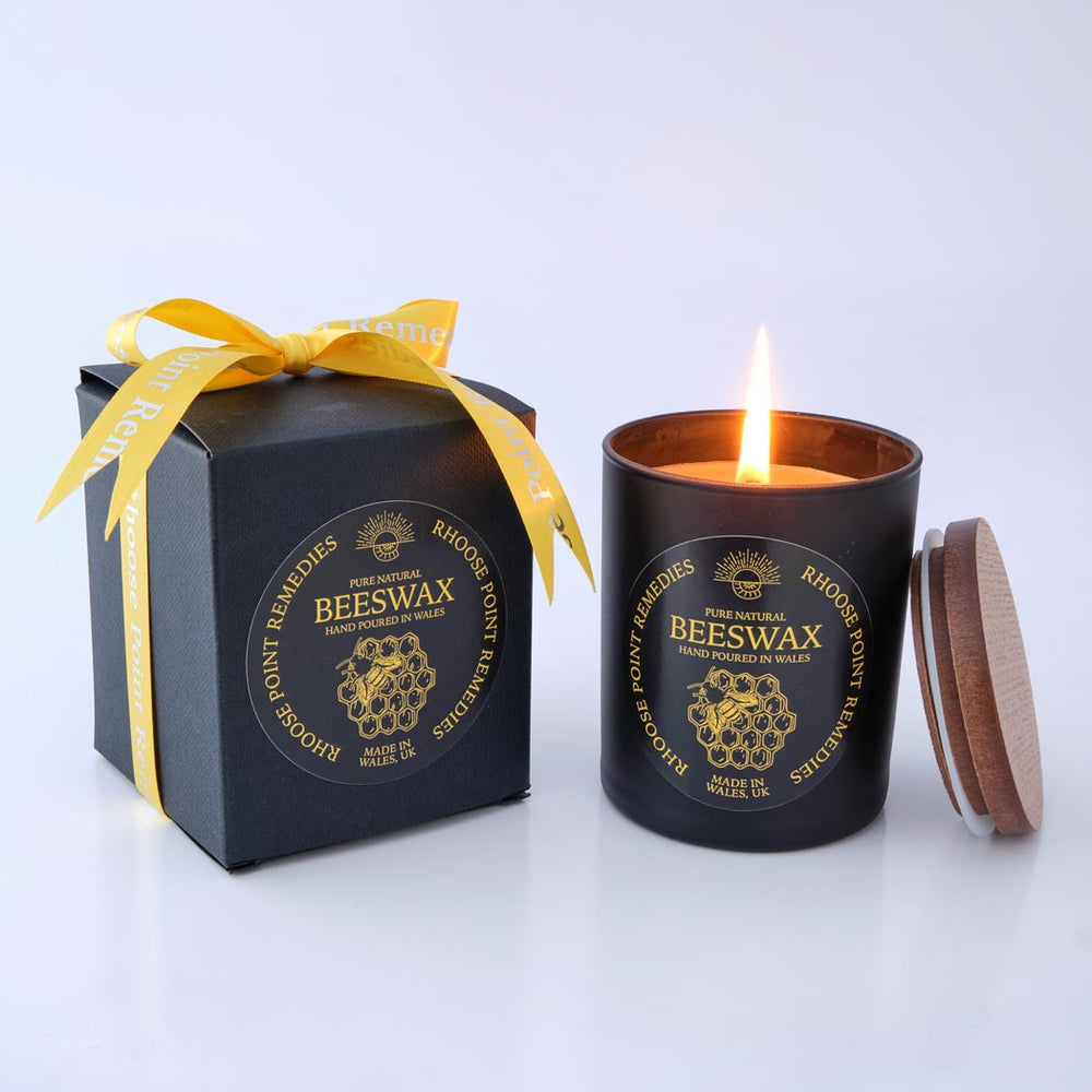 Handmade beeswax candle studio shot