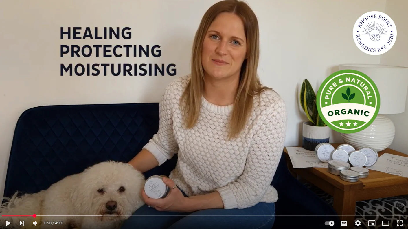 Load video: Rhoose Point Remedies 100% Natural Dog Paw and Nose Balm