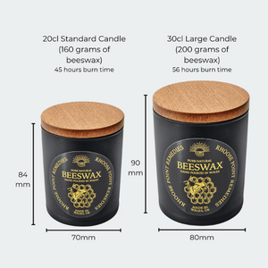 Beeswax candle size chart