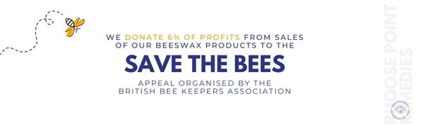 Rhoose Point Remedies Banner to show our donation of 6% of beeswax product profits donated to Save The Bees